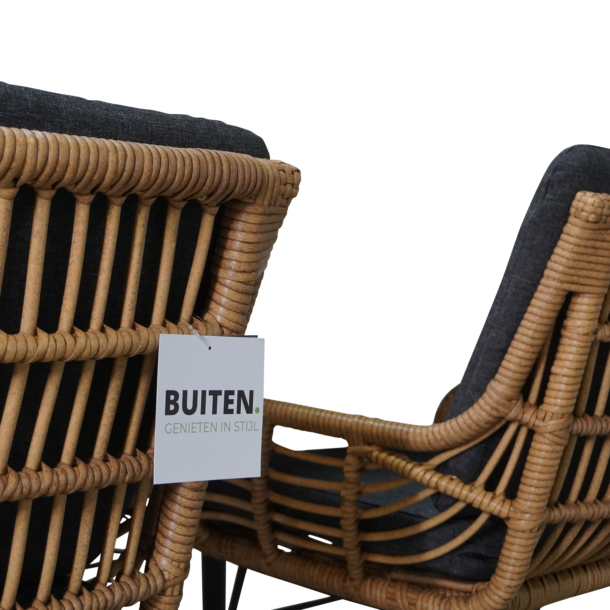 Veltis/Carlos antraciet dining tuinset | 4 personen | betonlook + wicker | 200cm