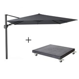 Challenger T² zweefparasol | 300x300cm met Modena parasolvoet 90kg | antraciet