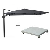 Challenger T² zweefparasol | 300x300cm met Salerno parasolvoet 90kg | antraciet