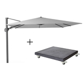 Challenger T² zweefparasol | 300x300cm met Modena parasolvoet 90kg | Light Grey