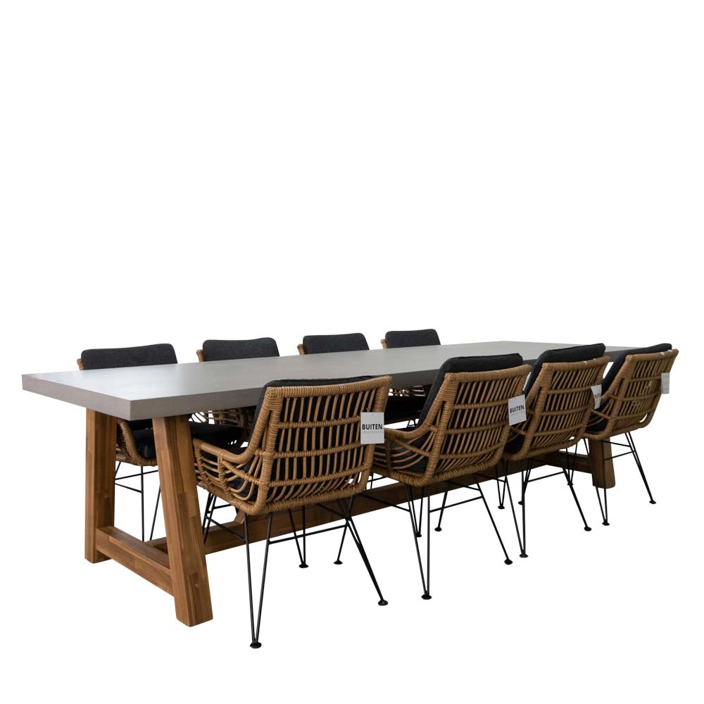 Veltis/Carlos dining tuinset 9-delig | betonlook | 300cm