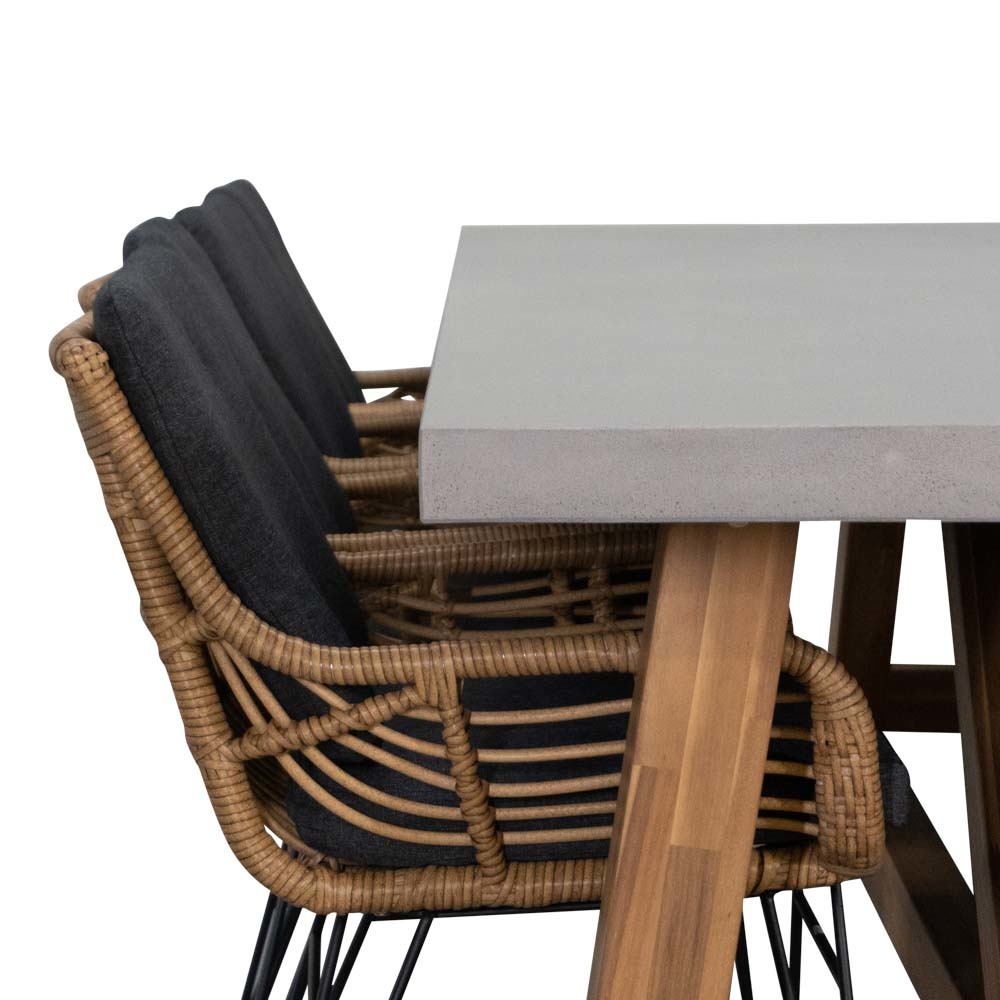 Veltis/Carlos dining tuinset 9-delig | betonlook | 300cm