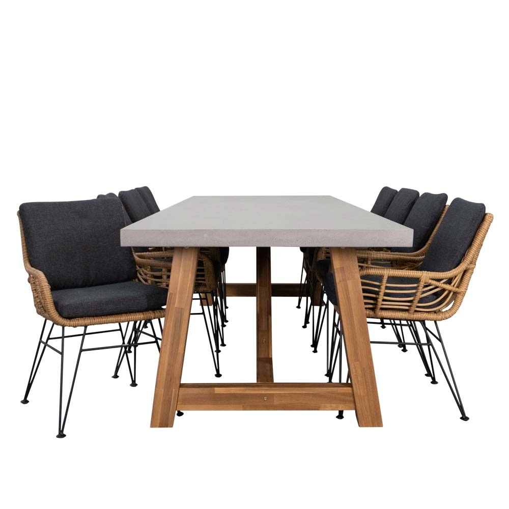 Veltis/Carlos dining tuinset 9-delig | betonlook | 300cm