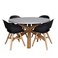 BUITEN living Nancy/Karlstad zwart dining tuinset | 4 personen | betonlook + kunststof | 135cm rond