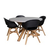Nancy/Karlstad zwart dining tuinset | 4 personen | betonlook + kunststof | 135cm rond