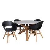 Nancy/Karlstad zwart dining tuinset | 4 personen | betonlook + kunststof | 135cm rond