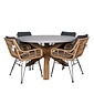 BUITEN living Nancy/Carlos dining tuinset | 4 personen | betonlook + wicker | 135cm rond