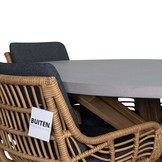 Nancy/Carlos dining tuinset | 4 personen | betonlook + wicker | 135cm rond