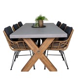 Norwich/Carlos dining tuinset | 6 personen | betonlook + wicker | 250cm