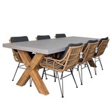 Norwich/Carlos dining tuinset | 6 personen | betonlook + wicker | 250cm