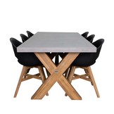 Norwich/Karlstad zwart dining tuinset | 6 personen | betonlook + kunststof | 250cm