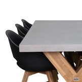 Norwich/Karlstad zwart dining tuinset | 6 personen | betonlook + kunststof | 250cm