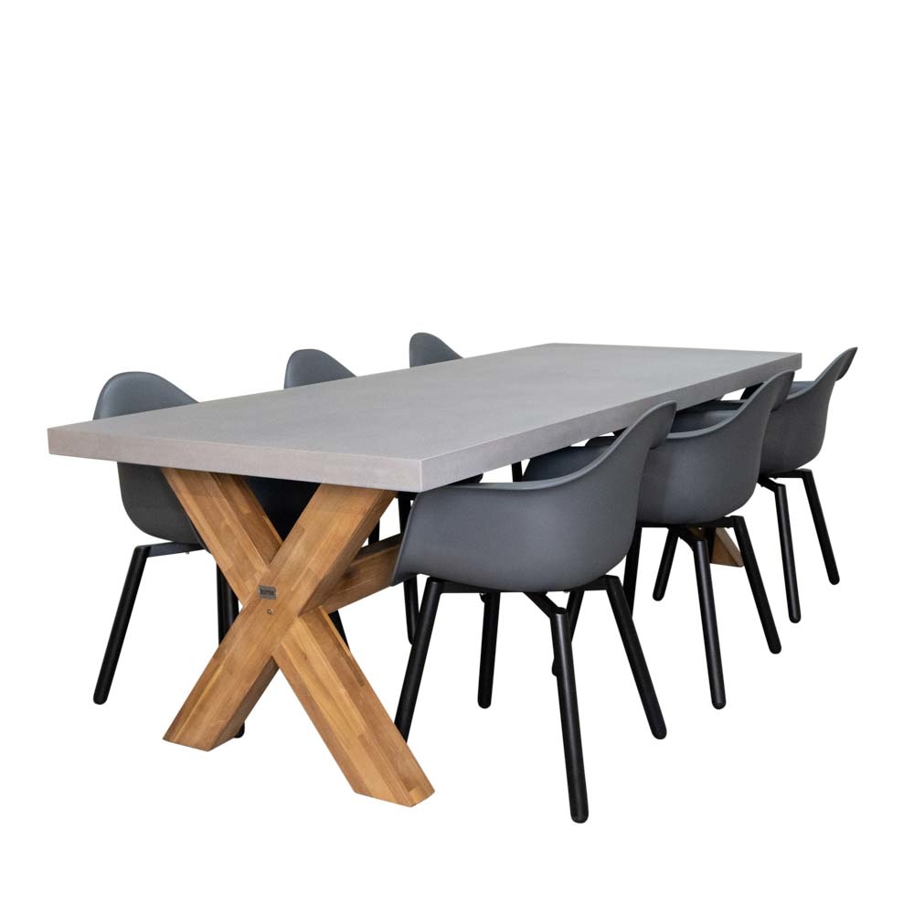 Norwich/Montreux dining tuinset | 6 personen | betonlook + kunststof | 250cm afbeelding