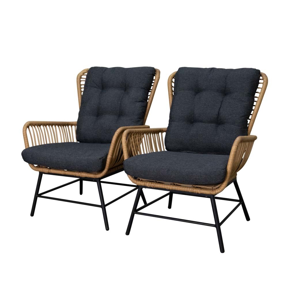 Dex lounge balkonset 4-delig | wicker + aluminium | Bamboo antraciet
