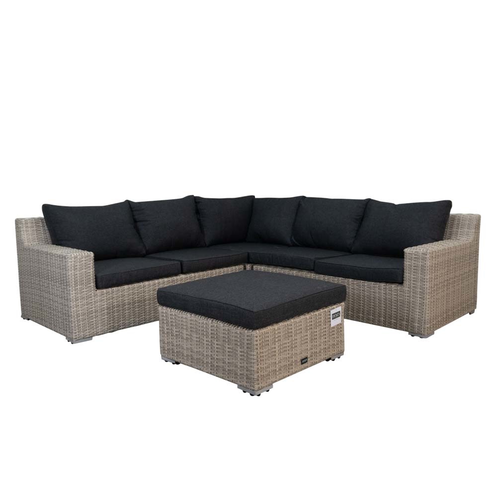 Nashville luxe hoek loungeset 5 personen | wicker | Misty Grey | 4-delig - 255x255cm
