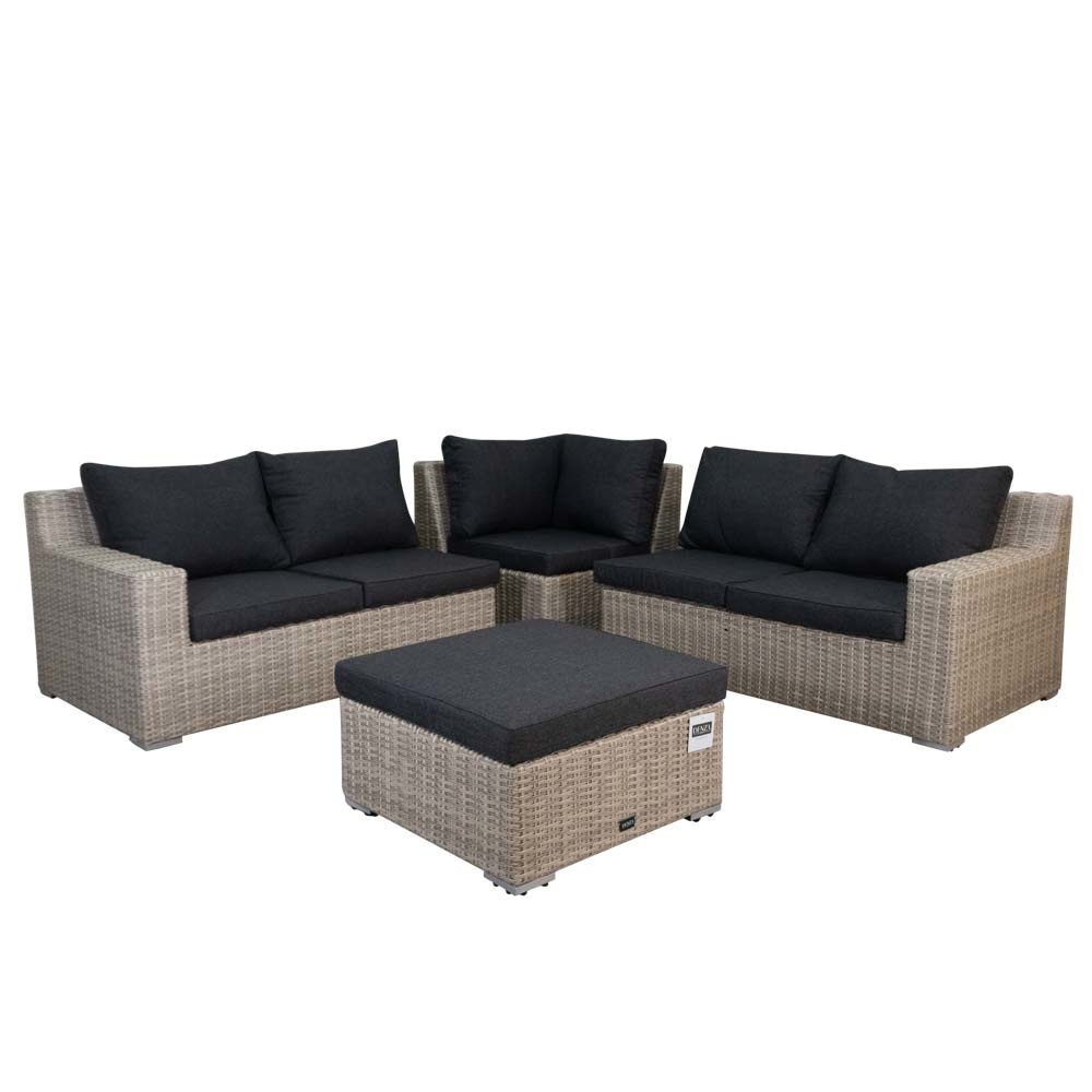 Nashville luxe hoek loungeset 5 personen | wicker | Misty Grey | 4-delig - 255x255cm