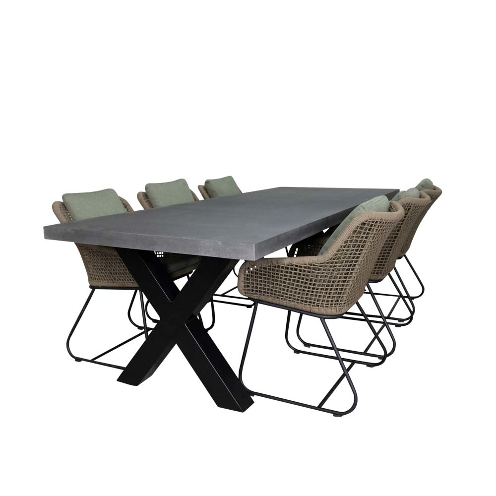 Lyon/Portofino dining tuinset 7-delig | betonlook | 250cm