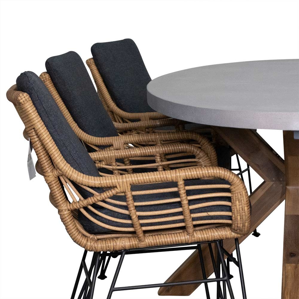Livorno/Carlos dining tuinset | 6 personen | betonlook + hardhout | 240cm