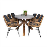 Livorno/Carlos dining tuinset | 6 personen | betonlook + hardhout | 240cm