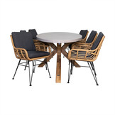 Livorno/Carlos dining tuinset | 6 personen | betonlook + hardhout | 240cm