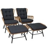 Dex lounge balkonset 2 personen | wicker + aluminium | Bamboo antraciet | 4-delig