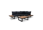 Titan hoek loungeset 4 personen | aluminium + hardhout | Light teaklook | 3-delig - 247x167cm