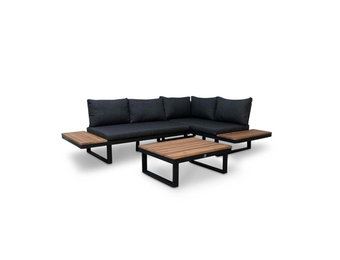 Titan hoek loungeset 4 personen | aluminium + hardhout | Light teaklook | 3-delig - 247x167cm