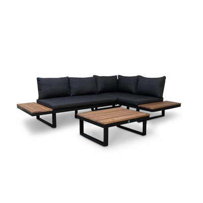 Titan hoek loungeset 4 personen | aluminium + hardhout | Light teaklook | 3-delig - 247x167cm
