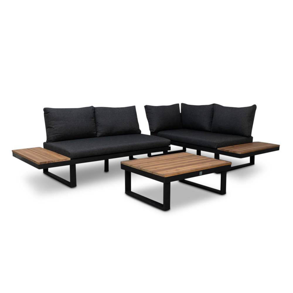 Titan hoek loungeset 4 personen | aluminium + hardhout | Light teaklook | 3-delig - 247x167cm