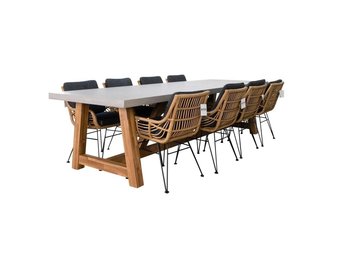 Veltis/Carlos antraciet dining tuinset | 8 personen | betonlook | 300cm