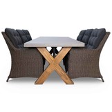 Norwich/Madrid Ash Grey dining tuinset | 6 personen | betonlook + wicker | 250cm