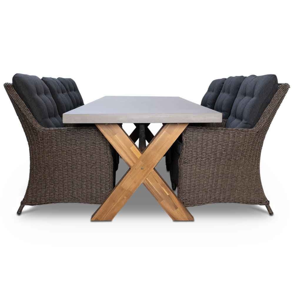 Norwich/Elip Blended Brown dining tuinset 7-delig | betonlook | 250cm