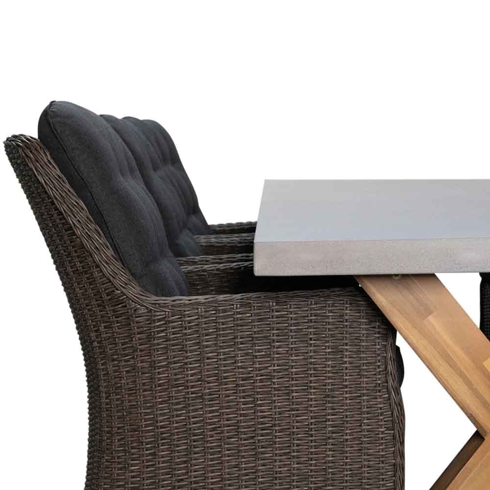 Norwich/Elip Blended Brown dining tuinset 7-delig | betonlook | 250cm