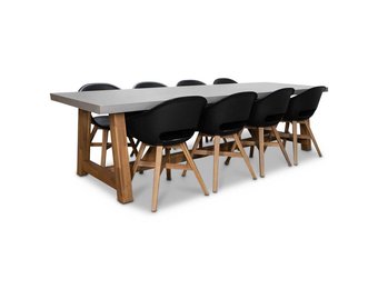 Veltis/Karlstad zwart dining tuinset | 8 personen | betonlook | 300cm