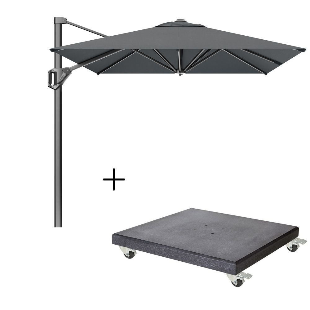 Voyager T¹ zweefparasol | 250x250cm met Modena parasolvoet 90kg | antraciet afbeelding