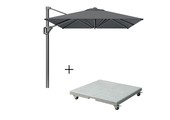 Voyager T¹ zweefparasol | 250x250cm met Salerno parasolvoet 90kg | antraciet