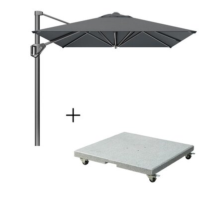 Voyager T¹ zweefparasol | 250x250cm met Salerno parasolvoet 90kg | antraciet