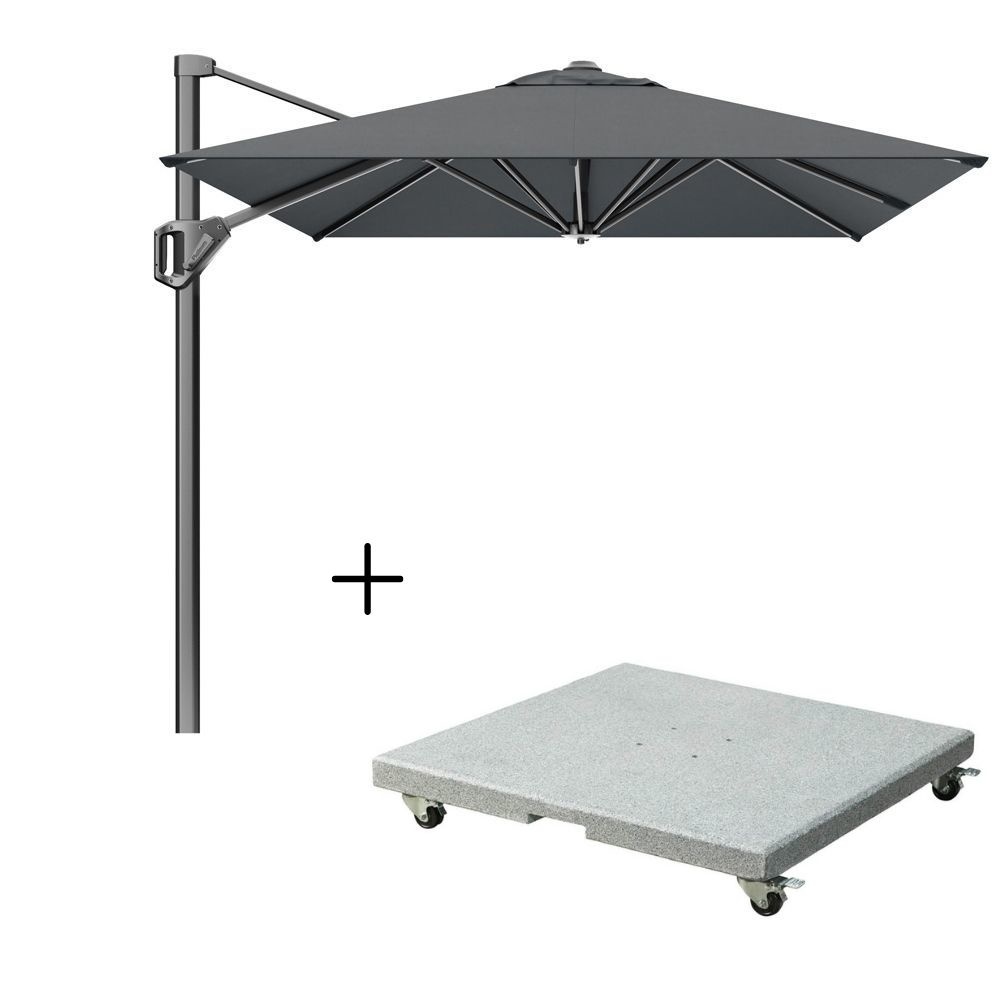 Voyager T¹ zweefparasol | 250x250cm met Salerno parasolvoet 90kg | antraciet afbeelding