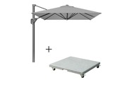 Voyager T¹ zweefparasol | 250x250cm met Salerno parasolvoet 90kg | grijs
