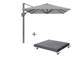 Voyager T¹ zweefparasol | 250x250cm met Modena parasolvoet 90kg | grijs