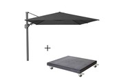 Challenger T² zweefparasol - premium doek | 350x260cm met Modena parasolvoet 120kg | Faded Black