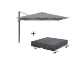 Challenger T¹ zweefparasol - premium doek | 350x350cm met Modena parasolvoet 150kg  | Manhattan