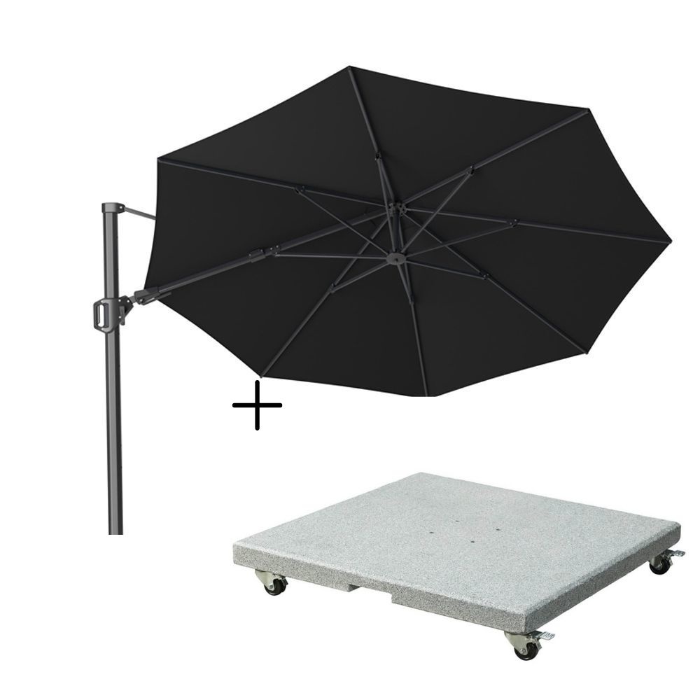 Challenger T² zweefparasol Ø3,5m zwart + Salerno 90kg voet