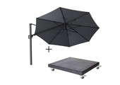 Challenger T² zweefparasol | Ø350cm rond met Modena parasolvoet 90kg | antraciet