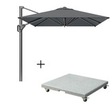 Voyager T¹ zweefparasol | 250x250cm met Salerno parasolvoet 90kg | antraciet
