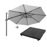 Milano zweefparasol | Ø350cm rond met parasolvoet 90kg | Light Grey