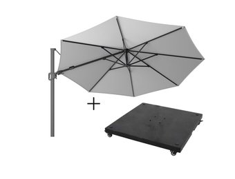 Milano zweefparasol | Ø350cm rond met parasolvoet 90kg | Light Grey