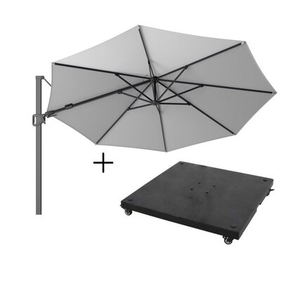 Milano zweefparasol | Ø350cm rond met parasolvoet 90kg | Light Grey
