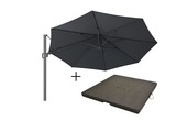 Milano zweefparasol | Ø350cm rond met parasolvoet 90kg | antraciet