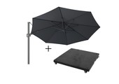 Milano zweefparasol | Ø350cm rond met parasolvoet 90kg | antraciet